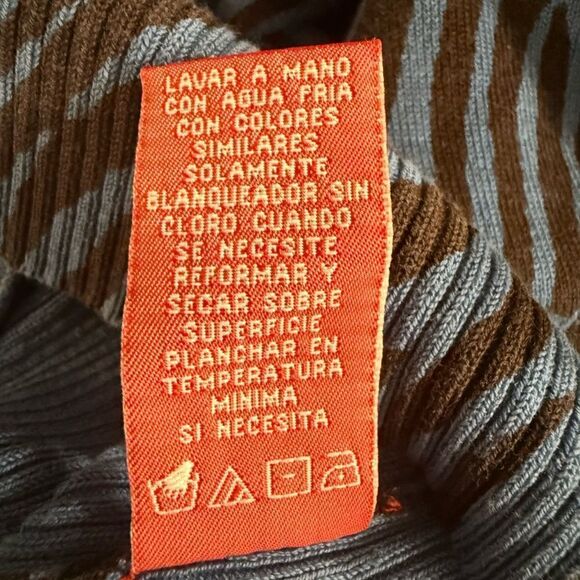 A Line Zebra Print Button-Up Cardigan Blue & Brown Size Large - Picture 7 of 7